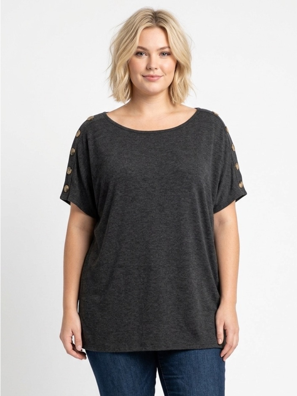 Always Indigo plus size 1X grey cozy top